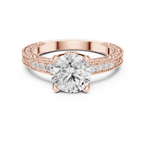 Decorative Pave Round Solitaire Engagement Ring